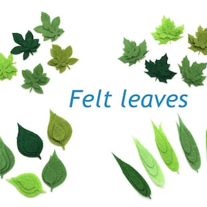 Felt leaves, felt die cut shapes, die cut kit for quiet book, felt cut outs, felt shapes for craft