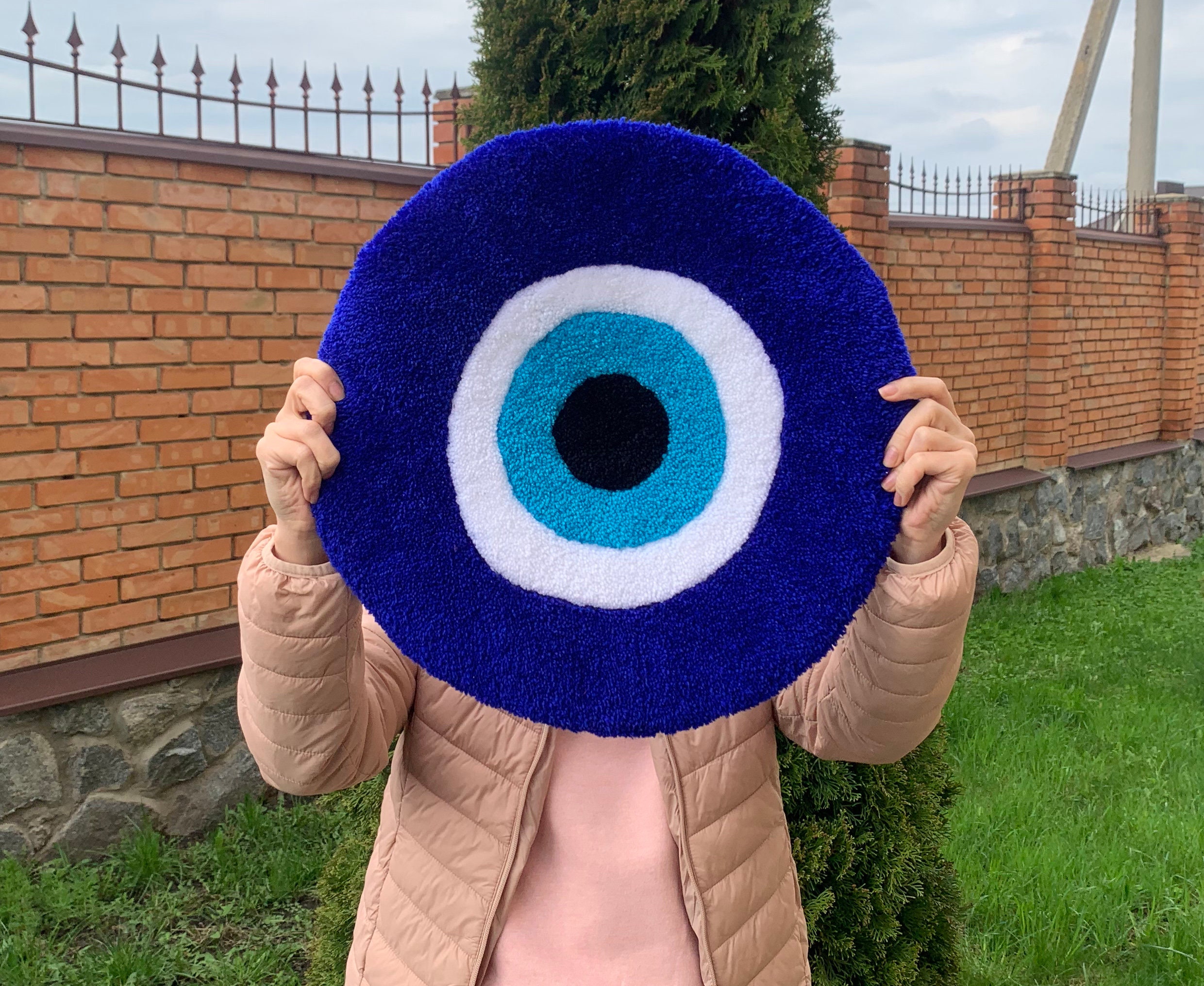 Handmade Blue Evil Eye Rug: Tufted Wall Hanging, Fun Home Decor - Etsy