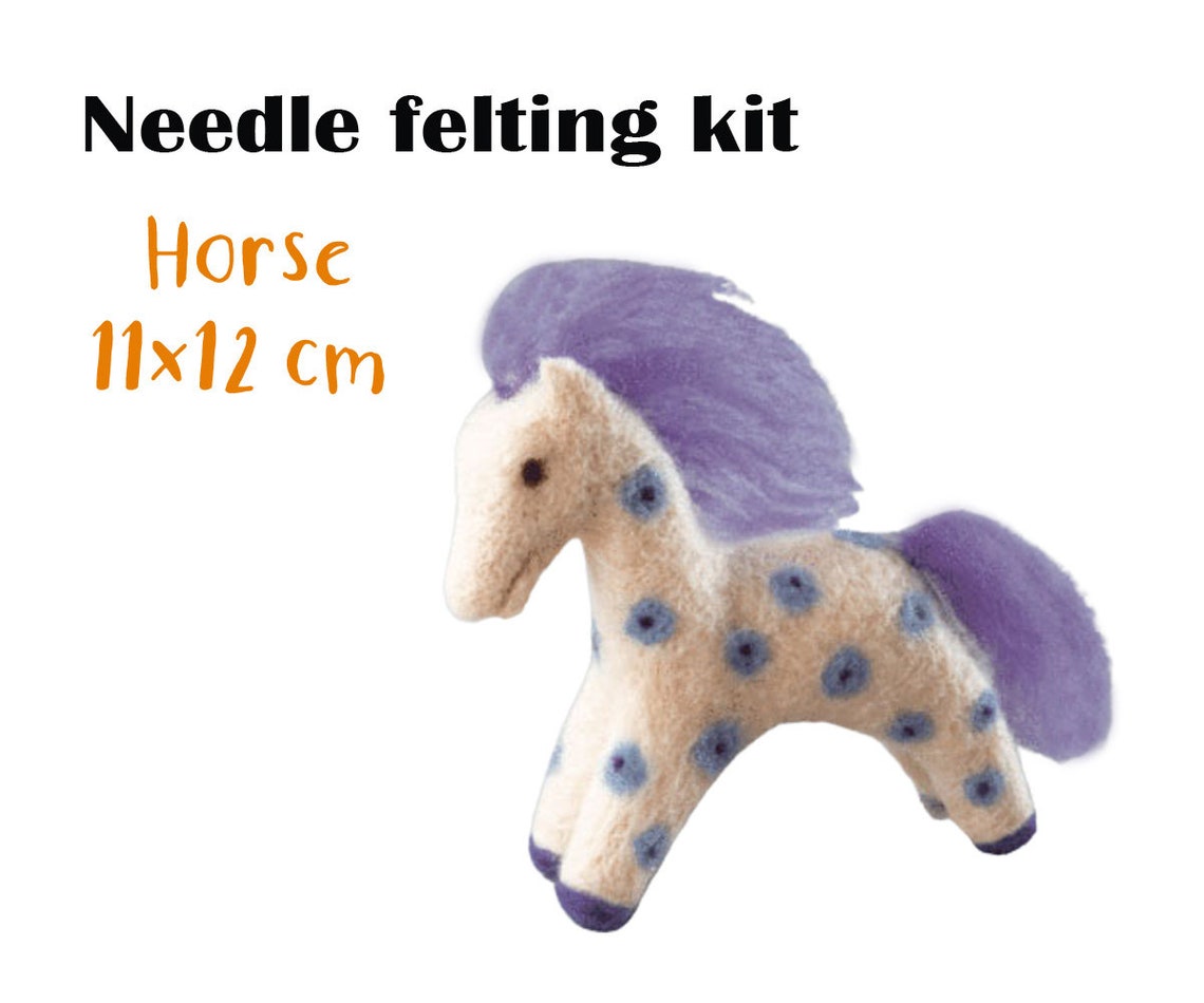 Needle felting kit Horse 11x12 cm cute toy Felting Craft kit Etsy