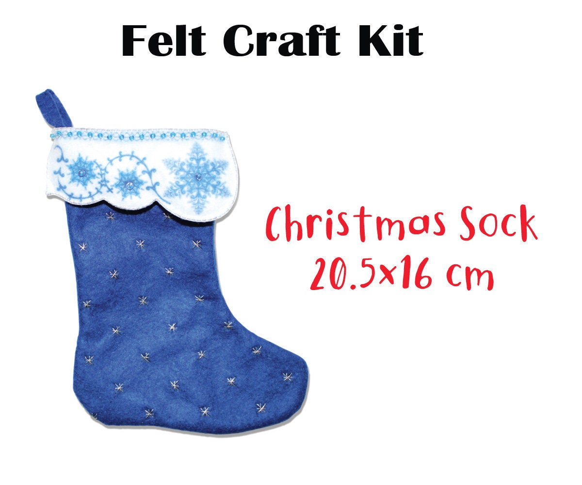 Felt Christmas stocking kits Felt Christmas Sock Sew your Etsy