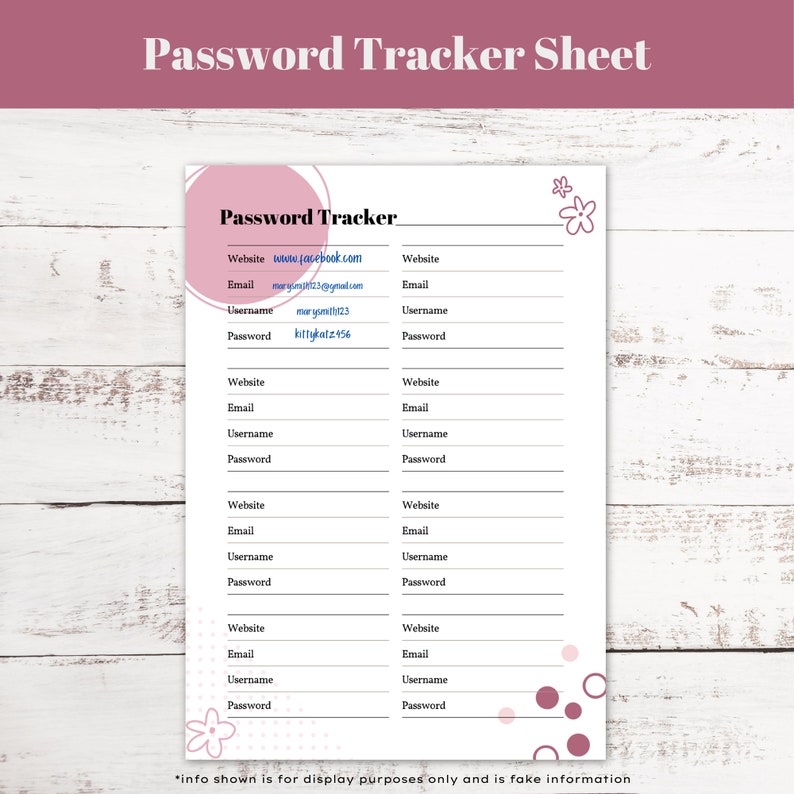 Password Tracker Printable, Easy-to-use Digital Download, Ideal for Secure Password Keeping ...
