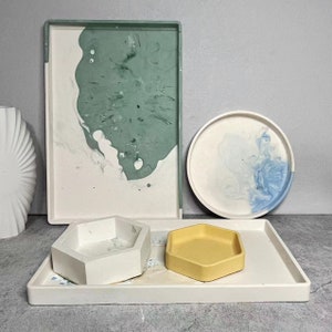 Round tray Rectangle tray Trinket tray Hexagon tray silicone mold for resin plaster concrete mold