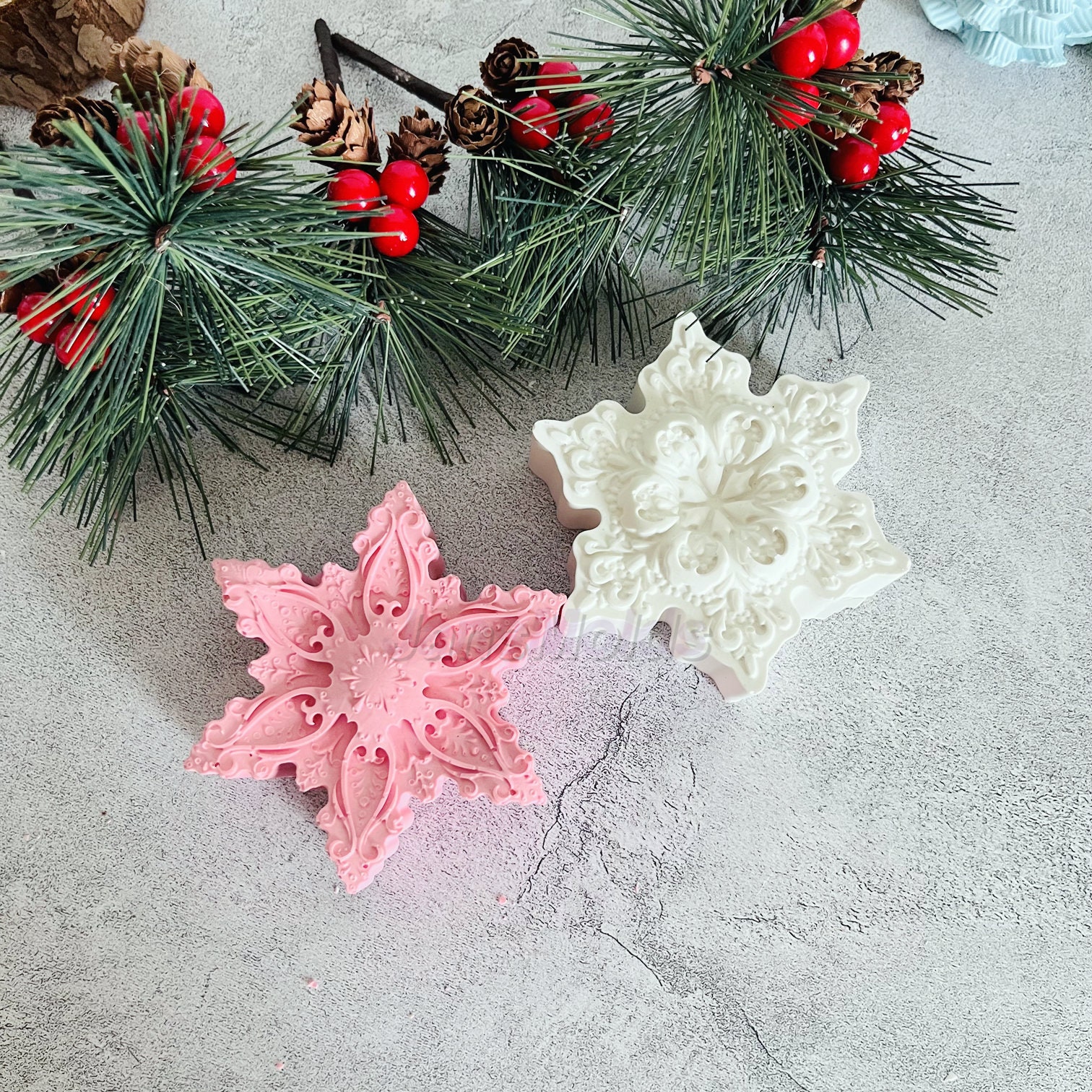 Stampi In Silicone A Forma Di Fiocco Di Neve – Kit Fai Da Te Per Candele, Saponi E Dolci Natalizi - 4