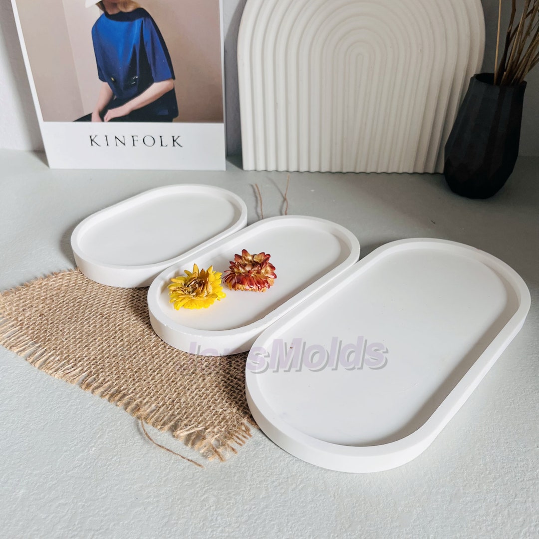 Molde de silicona para plato ovalado de baratijas: resina, yeso