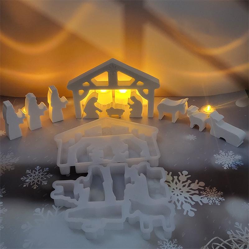 Moules En Silicone Pour Crèche De Noël - Lot De 2, Pour Plâtre, Résine, Bougies, DIY Décorations