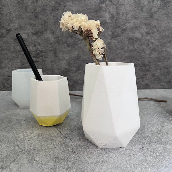 Geometrical  pen holder/vase  silicone mold plaster container mold Nordic decor gypsum /Resin Craft