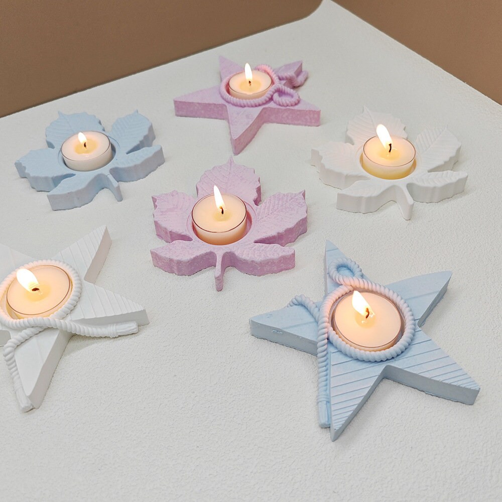 Moule en silicone, moule en feuille d'érable, vase pour bougie étoile, décor nordique, jesmonite/béton de résine, artisanat