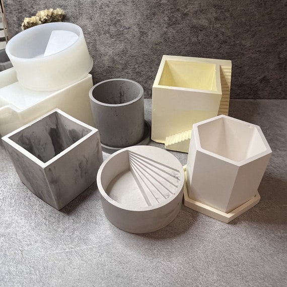 Geometric Silicone Flower Pot Mold: Square, Round, Hexagonal - Etsy
