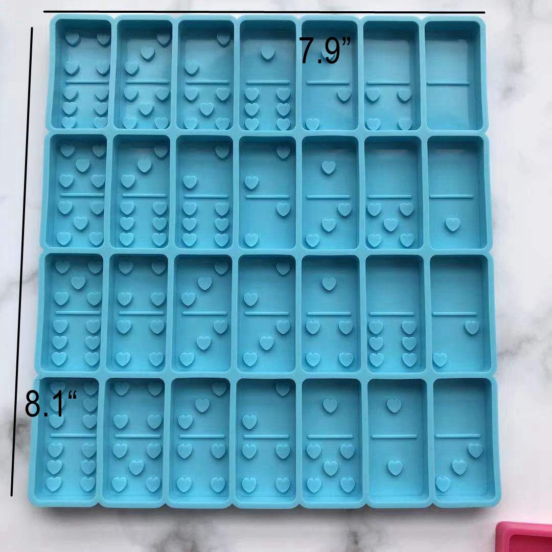 Funshowcase Double Nine Dominoes Resin Silicone Molds with Holder Tray Game Toy Set