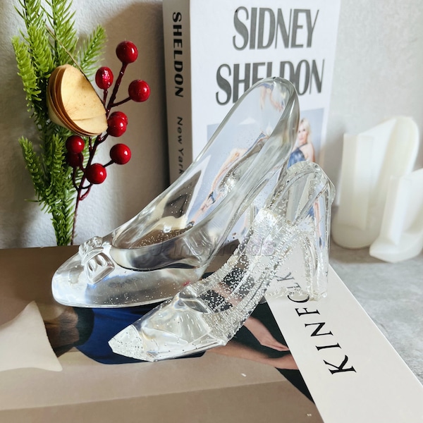 Cinderella's Crystal high heel shoes silicone mold for epoxy resin  table decoration casting resin mold