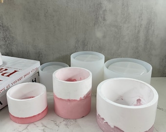 Cylinder flower pot silicone mold  plaster container mold Nordic decor Resin Craft