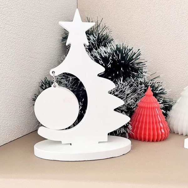 Ornement de Noël arbre de Noël moule cadre photo moule en silicone pour résine plâtre béton artisanat