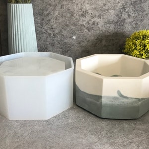 Octagonal plant pot silicone mold Trinket bowl mold concrete craft resin craft