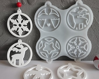 Christmas ornament mold  Christmas pendant silicone mold tag mold snowflake mold elk mold angel mold star mold decoration plaster mold