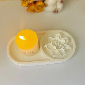 3D Flower Silicone Mold: Oval Tray, Candle Jar, Resin Craft