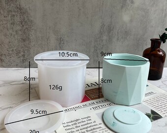 Molde para caja de almacenamiento con tapa: hormigón, yeso y resina.