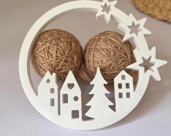 Christmas ornament mold silicone mold  Merry Christmas pendant silicone mold Circle Christmas tree hanging wall decoration plaster mold