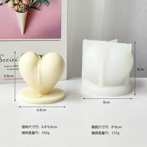 CRASPIRE 2PCS SUPERFINDINGS 2 Style Heart Candle Silicone Mold 3D