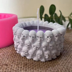 Skull candle holder mold candle jar Concrete planter mold Succulent pot plaster container mold