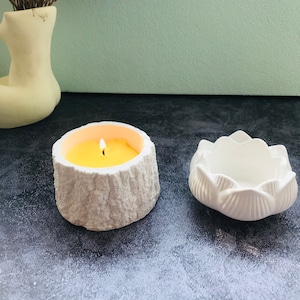 Molde de tocón de árbol, bandeja de loto, molde de contenedor de yeso, olla suculenta, luz de té, vela, recipiente, molde redondo/molde geométrico, artesanía de resina