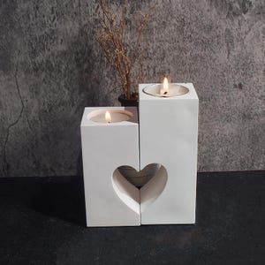 Heart candle stick holder  Tealight candle holder candle vessel mold  valentine&#39;s gift plaster mold gypsum mold jesmonite mold