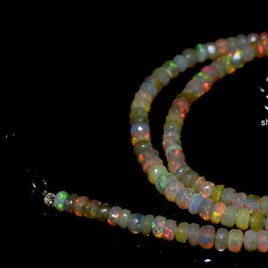 natural Ethiopian opal necklace 39Ct good quality Ethiopian opal faceted beads necklace welo fire opal beaded necklace jewelry