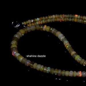 Natural Ethiopian Opal Beads Necklace 54Ct High Quality Ethiopian Opal Beaded Necklace Welo Fire Opal Faceted Cut Necklace gemstone