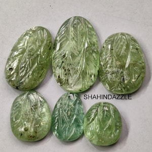 natural kyanite carved gemstone 46Ct high quality green kyanite loose gemstone green kyanite flat back 6pcs lot jewelry