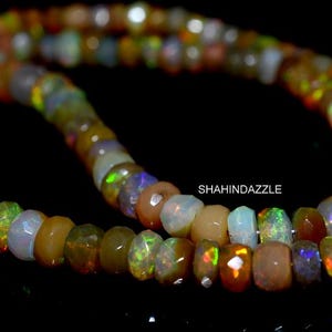 good quality Ethiopian opal necklace 39Ct natural Ethiopian opal faceted beads necklace welo fire opal beaded necklace jewelry