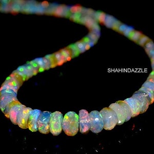 natural Ethiopian opal necklace 59Ct high quality Ethiopian opal faceted beads necklace welo fire opal beaded necklace jewelry