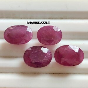 Loose Ruby Gemstone Oval Shape 28Ct High Quality Natural Ruby Faceted Cut Gemstone 4Pcs Lot Ring Size Ruby Jewelry making