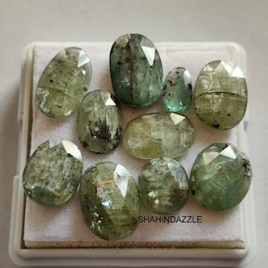 natural green kyanite gemstone 37ct high quality green kyanite rose cut faceted loose gemstone 10pcs lot kyanite flat back jewelry