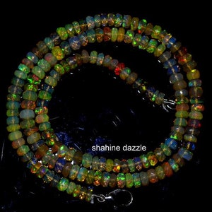 high quality Ethiopian opal necklace 48Ct natural Ethiopian opal faceted beads necklace welo fire opal beaded necklace jewelry