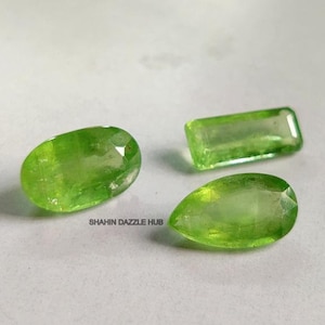 kyanite loose gemstone 14ct good quality natural green kyanite faceted cut gemstone ring size green kyanite 3pcs lot jewelry making