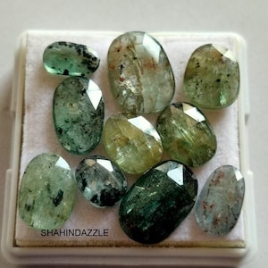 green kyanite rose cut faceted gemstone 37ct high quality natural kyanite flat back loose gemstone 10pcs lot green kyanite jewelry