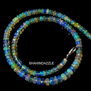 opal beaded necklace jewelry 55Ct high quality welo fire Ethiopian opal faceted beads necklace Ethiopian opal necklace