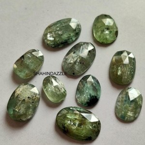 loose green kyanite gemstone 34ct good quality natural green kyanite rose cut faceted gemstone flat back kyanite 10pcs lot jewelry