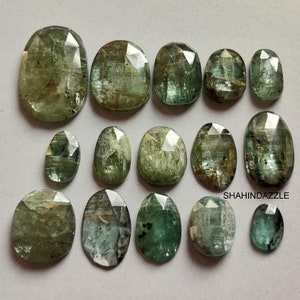 15pcs green kyanite lot gemstone 66ct high quality natural green kyanite rose cut faceted loose gemstone flat back kyanite jewelry