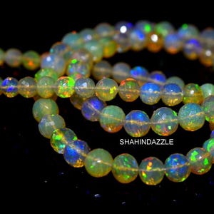 Ethiopian opal beaded necklace gemstone 59Ct high quality welo fire opal faceted ball beads necklace 1line strand opal necklace jewelry