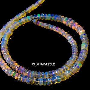 Ethiopian Opal Faceted Beads Necklace 65Ct Good Quality Natural Ethiopian Opal Necklace Welo Fire Opal Baeded Necklace