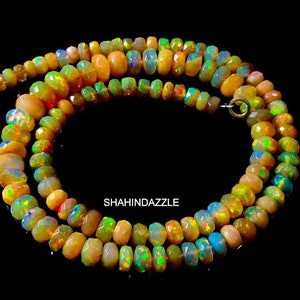 Opal Beaded Necklace Gemstone 76Ct Good Quality Natural Ethiopian Opal Necklace Welo Fire Ethiopian Opal Faceted Beads Necklace Jewelry