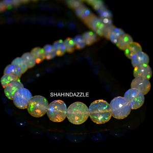 Ethiopian opal faceted necklace 58Ct high quality natural Ethiopian opal necklace welo fire ball beads opal necklace jewelry