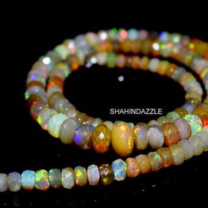natural opal beaded necklace gemstone 58Ct good quality Ethiopian opal faceted beads necklace 1line strand Ethiopian opal necklace