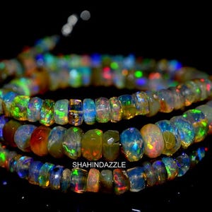 welo fire Ethiopian opal necklace 41Ct good quality natural Ethiopian opal beaded necklace 1line strand opal faceted beads necklace