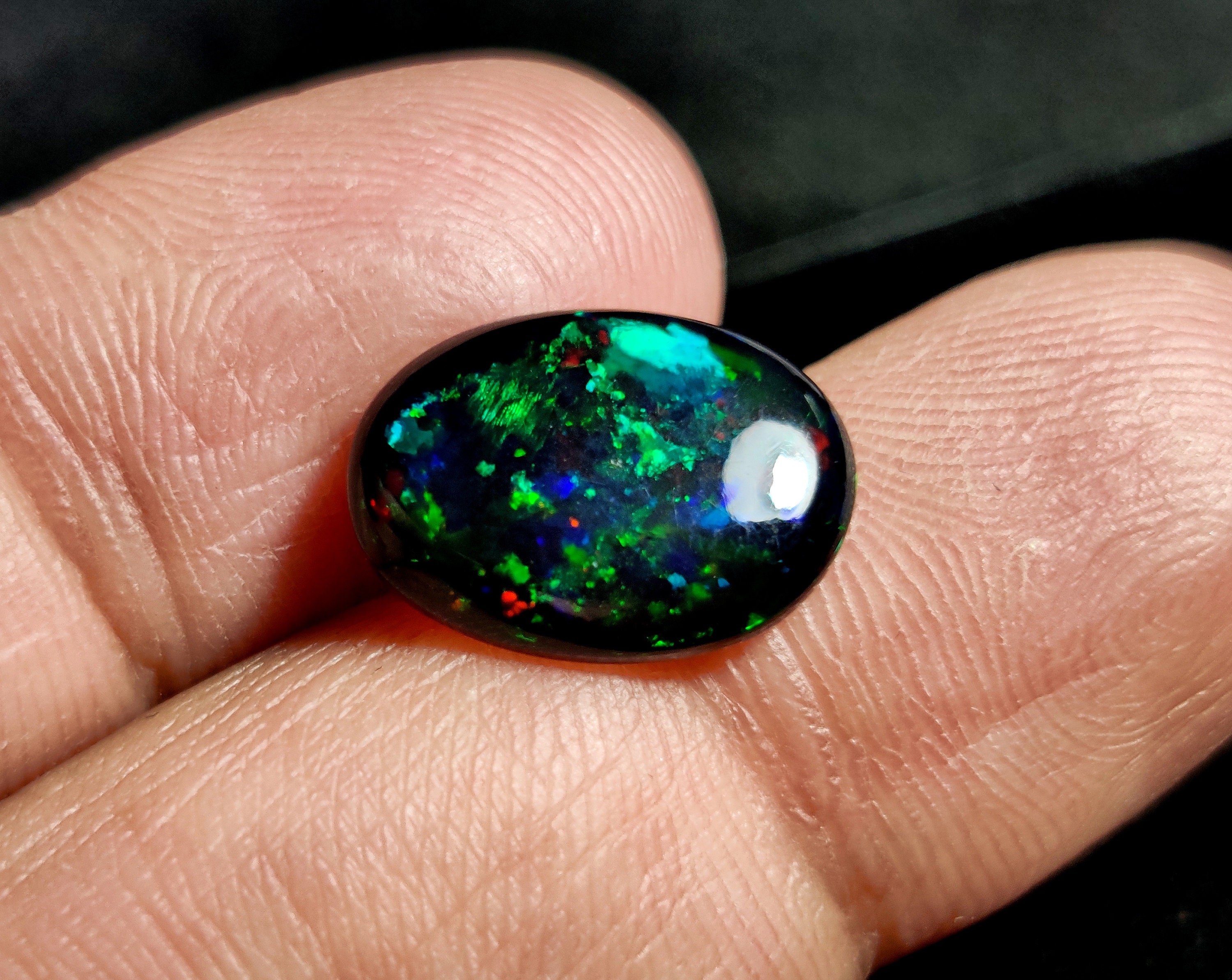 Black OPAL LOOSE GEMSTONE Oval Shape 3Ct Top Quality Natural | Etsy