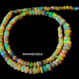 Opal Necklace Beaded Jewelry 63Ct High Quality Natural Ethiopian Opal Faceted Beads Necklace Welo Fire Ethiopian Opal Necklace Gemstone