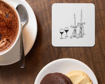 Chic Cork Back Coaster Set, Wine-Themed Drink Coaster, Elegant Home Decor, Perfect Gift for Wine Lovers, Party Accessories, Kitchen Decor