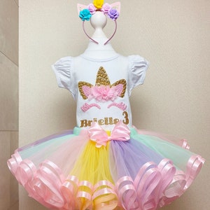 Pastel Rainbow Unicorn Birthday Outfit,Unicorn Birthday Shirt,Unicorn Tutu Set,Unicorn Baby Girls Dress,Unicorn Tutu Costume