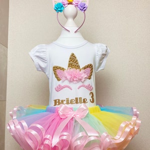 Personnalisé Nom Unicorn Anniversaire Tenue Rainbow Tutu 1st 2nd 3rd 4th 5th 6th Personnalisé Nom Unicorn Anniversaire Tenue Rainbow Tutu 1st 2nd 3rd 4th 5th 6th