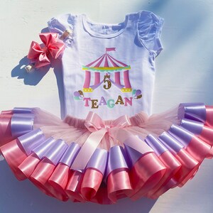 Circus Birthday Outfit Girl Tutu Set Circus 1st Birthday Baby Girls Tutu Dress Carnival Birthday Baby Girl Birthday Outfit Pink and Purple